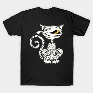 Black Cat Mummy Halloween Drawing Enthusiast Mummy Cat T-Shirt